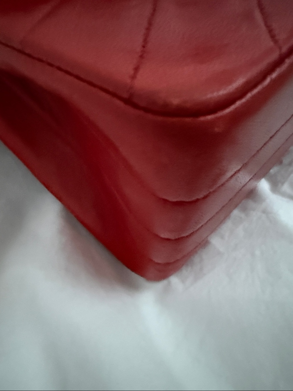 Chanel Red Lambskin Quilted Shoulder Bag - Picture 7 of 8